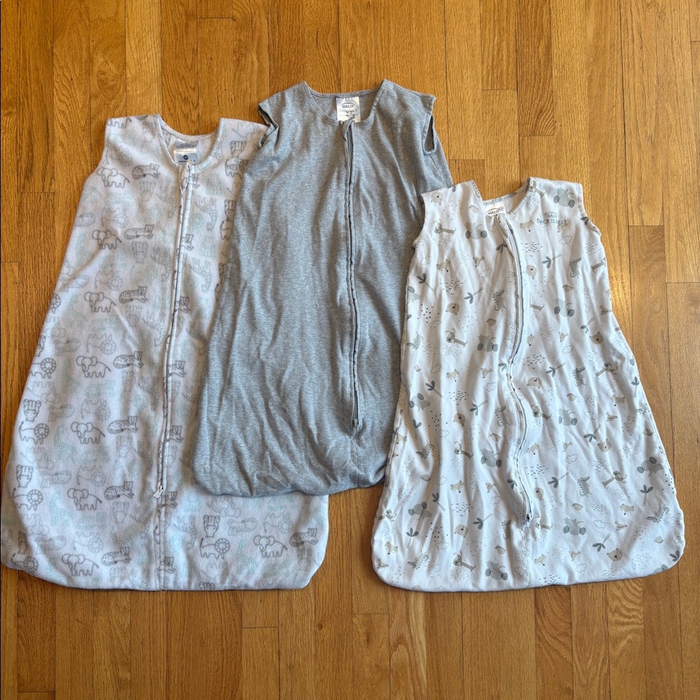 Halo Sleep Sacks Unisex grey gray white M medium 6-12 mos 6 to 12 months animals